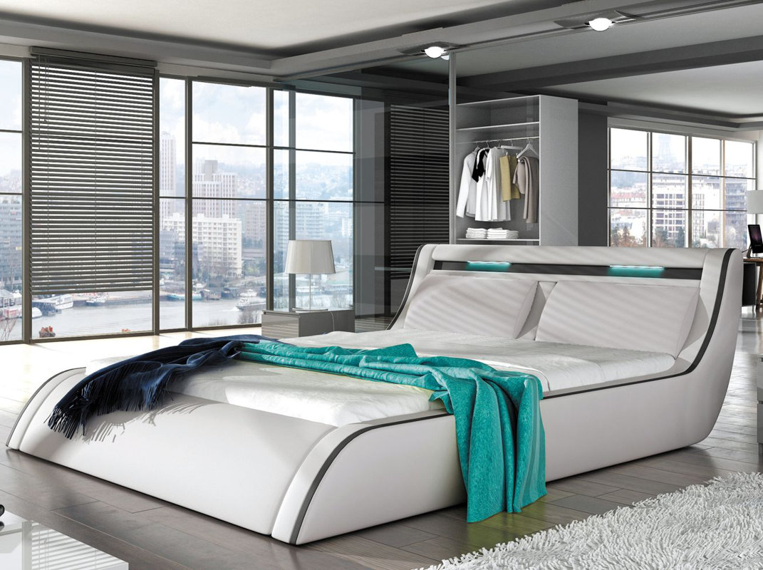 Orren Ellis Peabody Modern European Kingsize Upholstered Platform Bed & Reviews Wayfair